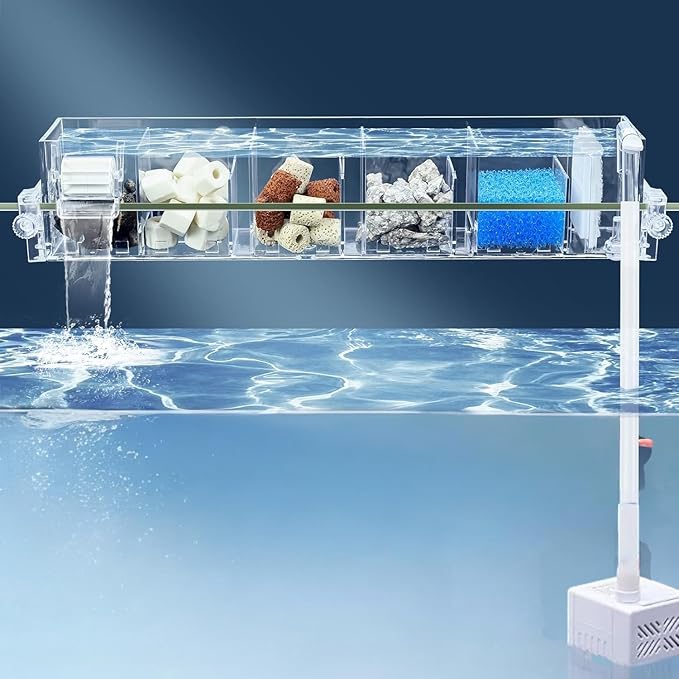 Multi Layer Aquarium Top Sump Filter with Pump, Filter Pad & Bio Wheel