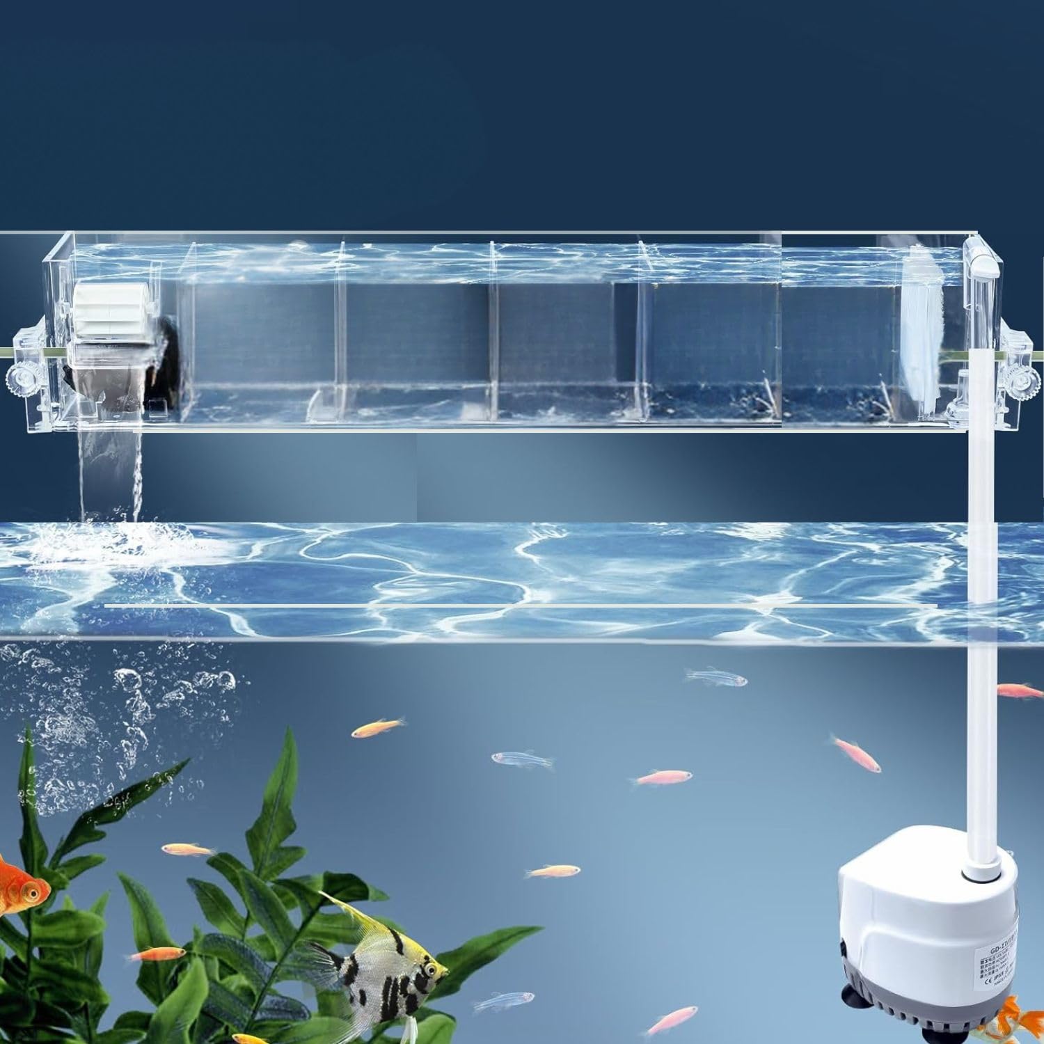 Multi Layer Aquarium Top Sump Filter with Pump, Filter Pad & Bio Wheel