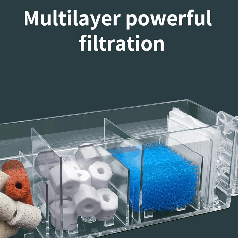 Multi Layer Aquarium Top Sump Filter with Pump, Filter Pad & Bio Wheel