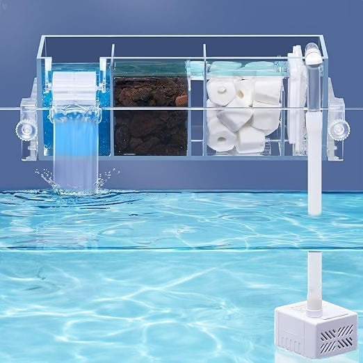Multi Layer Aquarium Top Sump Filter with Pump, Filter Pad & Bio Wheel