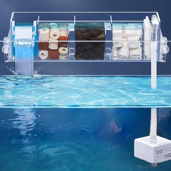 Multi Layer Aquarium Top Sump Filter with Pump, Filter Pad & Bio Wheel