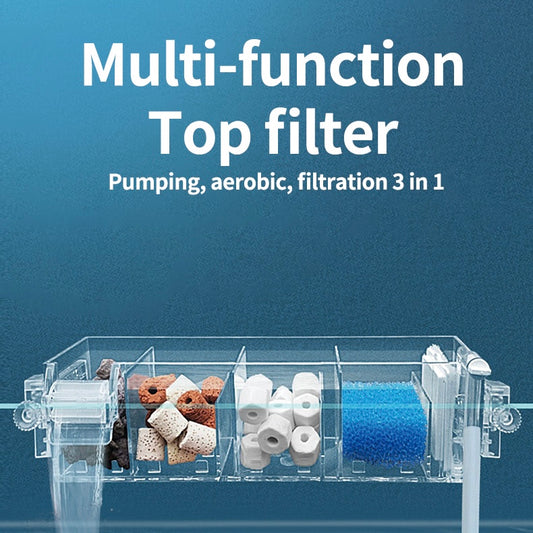 Multi Layer Aquarium Top Sump Filter with Pump, Filter Pad & Bio Wheel